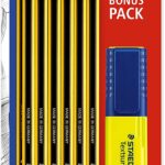 STAEDTLER special pack of 12 Noris HB pencils with FREE neon yellow Textsurfer highlighter 120 BK12P1