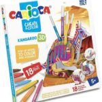 Carioca Create & Color 3D Puzzle Kangaroo Pop-up Model and Color 18 Coloring Felt Tip Pens Markers For Kids