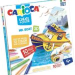 Carioca Create & Color 3D Puzzle Boat Pop-up Model and Color 10 Coloring Felt Double Tip Pens Markers For 4 Years Kids