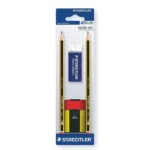 Set of two pencils + sharpener + rubber band 120 511BkD