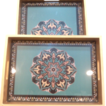 Rectangular wood tray set