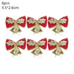 Bag of 6 golden bell red bow Christmas 944 34
