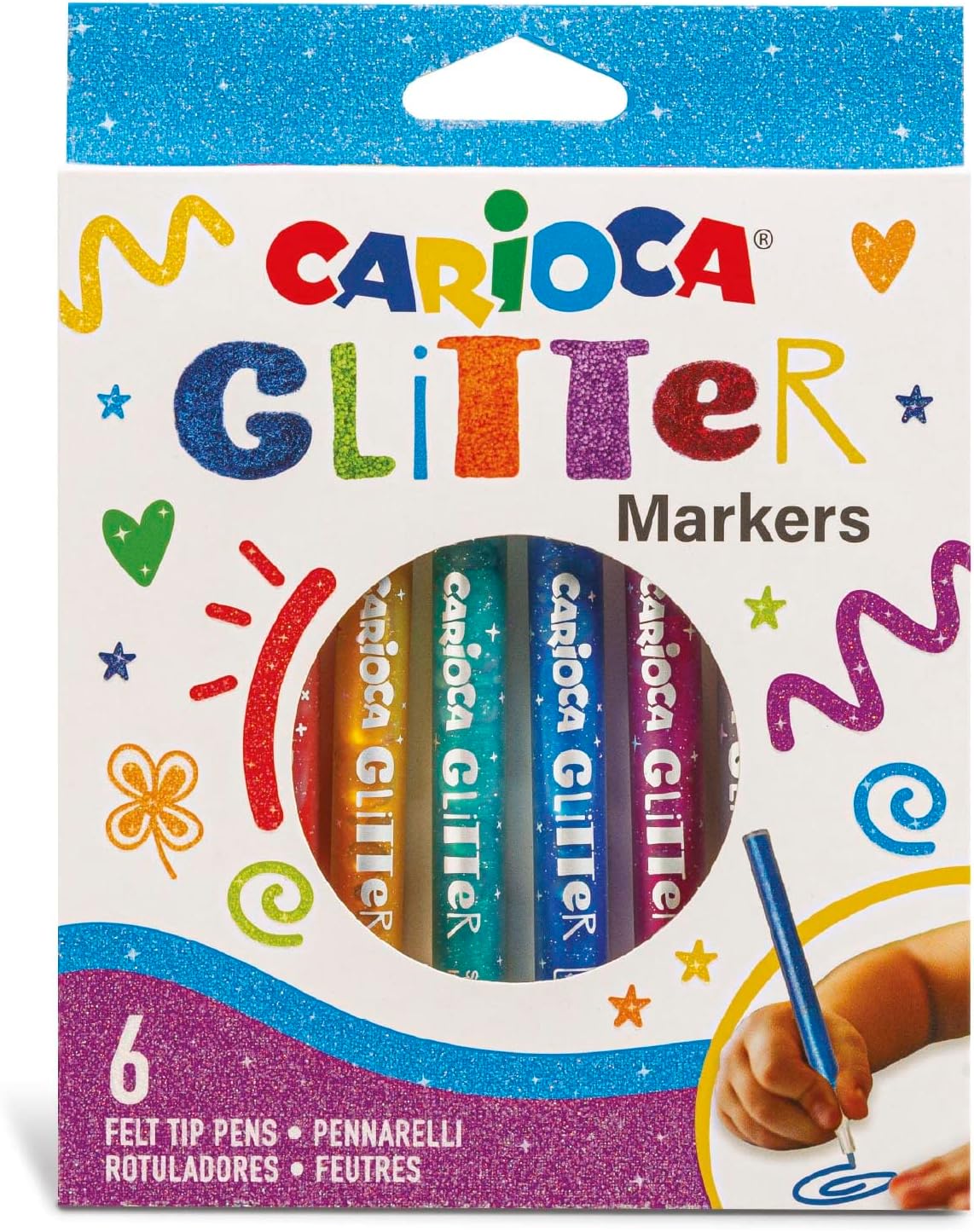 81TMvVQkohL._AC_SL1500_ Glitter Carioka Pen Set, 6 Colors, 42190 - Image 1
