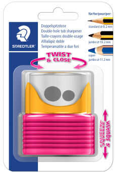 STAEDTLER-Taille-crayon-double-TWIST---CLOSE--jaune-rose Sharpener Office 2, STAEDTLER 513 007 bk-1 - Image 1